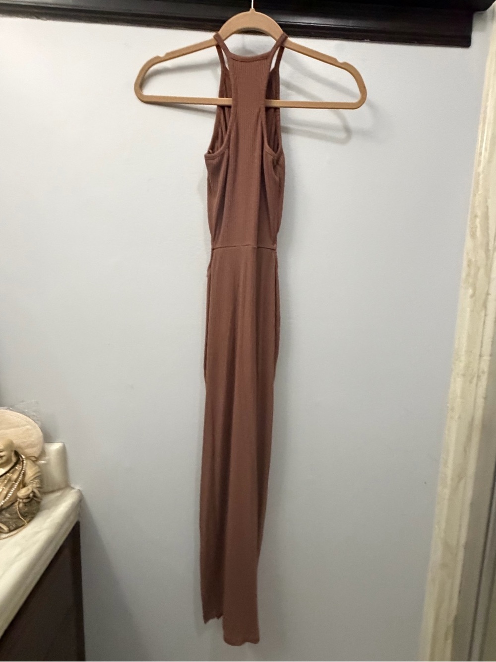 HEARTLOOM WOMENS HALTER KEYHOLE CUT-OUT MIDI DRESS, SIZE X-SMALL, BROWN - Picture 10 of 14